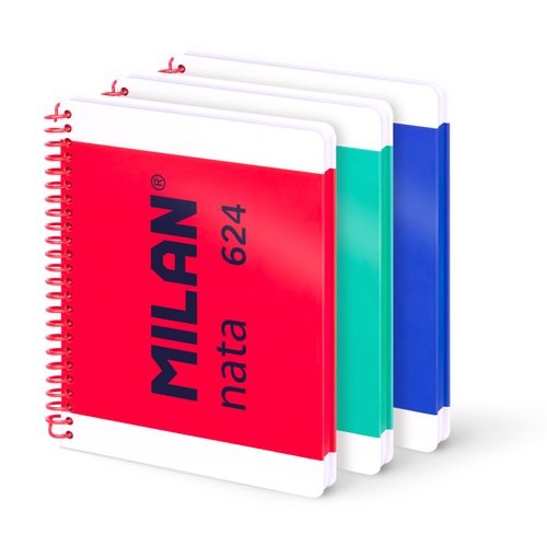 [57053E80X3] MILAN CUADERNO ESPIRAL A5 80H 95GR 5X5 TAPA DURA COLECCIÓN NATA® 624 SINCE 1918 SURTIDO PACK 3 UD - Color no elegible
