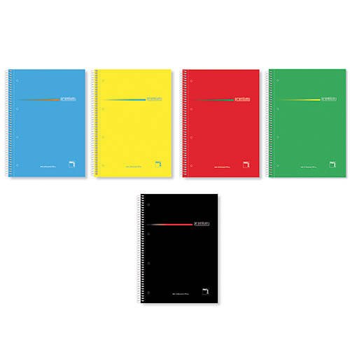 [16292] CUADERNO SERIE PREMIUM TAPA EXTRA DURA 70 GRS. A-5 (148X210MM.) MICROPERFORADO 160 HOJAS CUADRÍCULA 5X5 + GRECA SURTIDO PACSA 16292 - Color no elegible