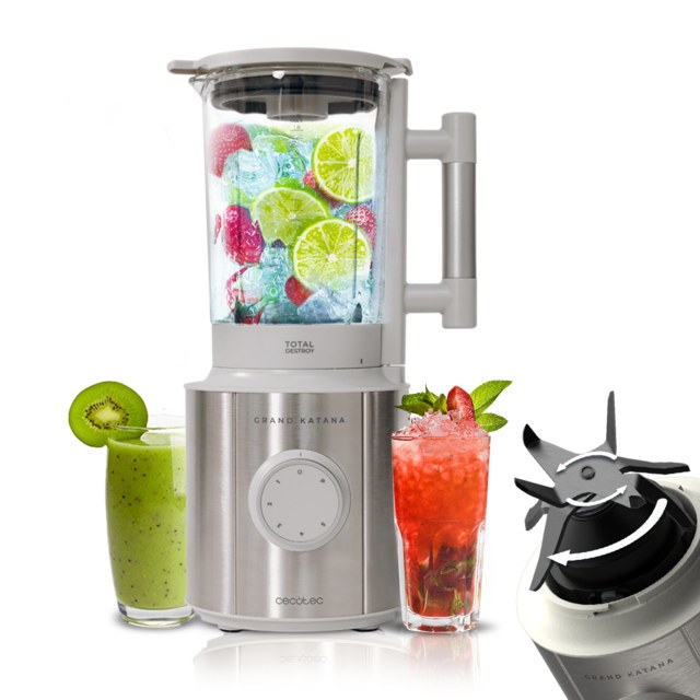 [03983] Grand Katana 2700MAX Total Destroy W 1,8 L Batidora de vaso 2700 W Gris, Acero inoxidable, Transparente