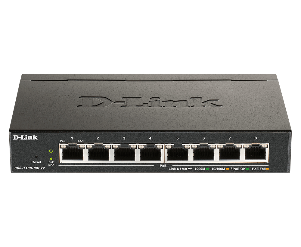 DGS-1100-08PV2/B Gestionado L2/L3 Gigabit Ethernet (10/100/1000) Energía sobre Ethernet (PoE) Negro