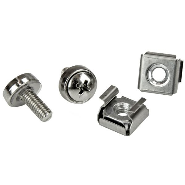 [CABSCRWM520] Paquete de 20 Tornillos M5 de 12 mm - Kit de Montaje con Tuercas Jaula de Agujero Cuadrado y Herramienta de Instalación Para Racks y Armarios de 19&quot  o 10&quot  - Plata - TAA