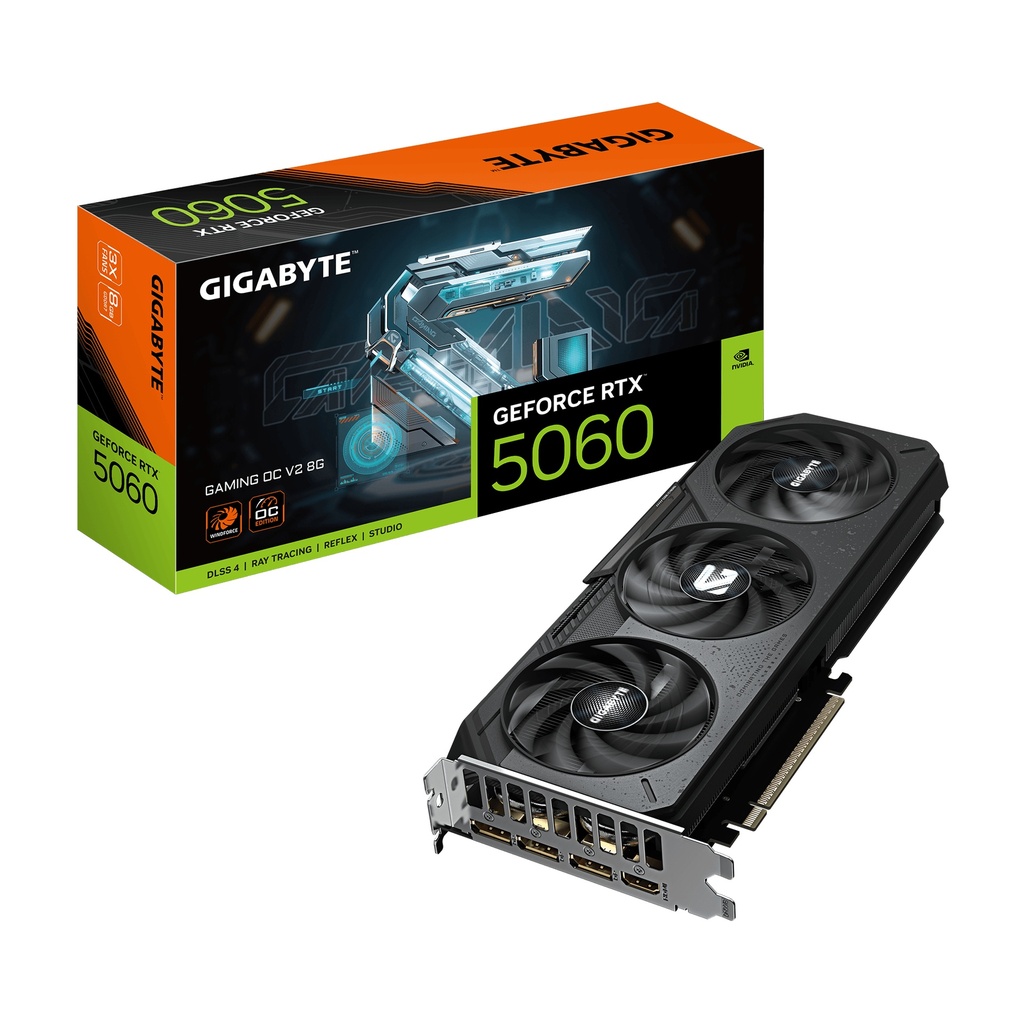[GV-N5060GAMING OC V2-8GD] GeForce RTX 5060 GAMING OC V2 8G  Tarjeta gráfica, 8GB GDDR7, 128bit, PCI-E 5.0, 2602 MHz Core Clock, 3 × DisplayPort, 1 × HDMI, DLSS 4, GV-N5060GAMING OC V2-8GD