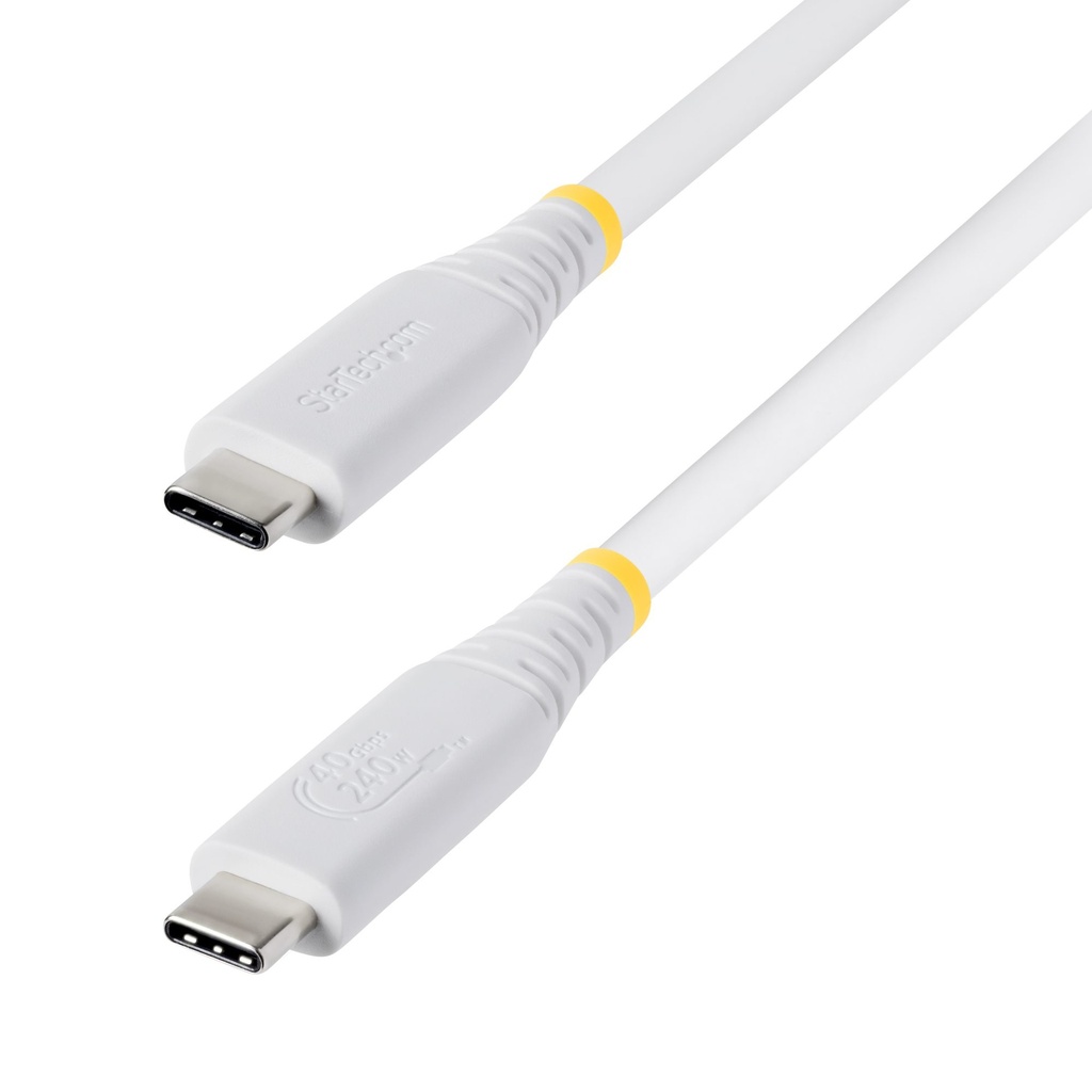 [CC1M40GUSB4TPW] Cable USB4 de 1m USB-C - Cable USB Tipo C - Cable DP 2.1 - DP40 - Certificado USB-IF - Compatible con Thunderbolt 4 40Gbps - 8K60Hz/4K240Hz - PD de 240W - Recubrimiento de TPE - Blanco