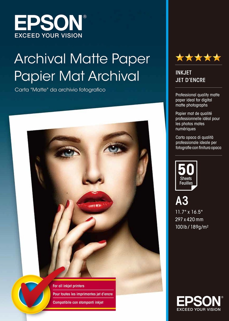 Archival Matte Paper, DIN A3, 189 g/m², 50 hojas