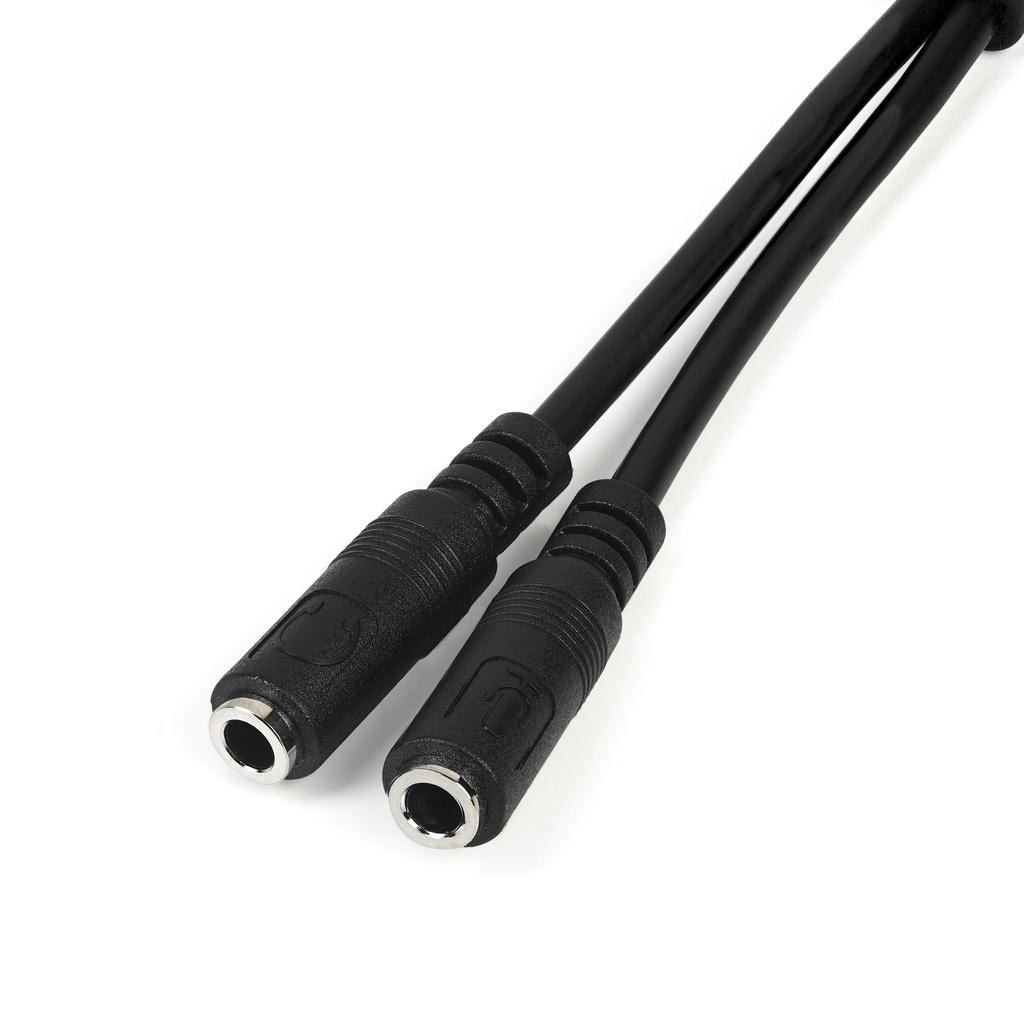 [MUYHSMFF] Adaptador de Auriculares con Micrófono Mini-Jack 3,5mm 4 pines a Conectores Separados de Auriculares y de Micrófono - M a 2xH