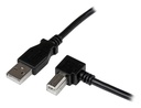 Cable Adaptador USB 2m para Impresora Acodado - 1x USB A Macho - 1x USB B Macho en Ángulo Derecho