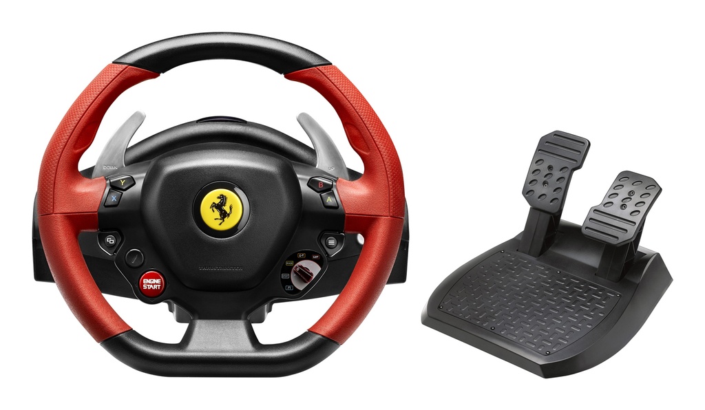 [4460105] Ferrari 458 Spider Negro, Rojo USB Volante + Pedales Xbox One