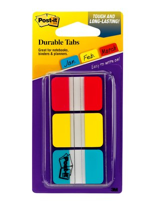 [686-RYB] Tabs, 1 inch Solid, Red, Yellow, Blue, 22 Tabs/Color, 66/Dispenser pestaña autoadhesiva Azul, Rojo, Amarillo