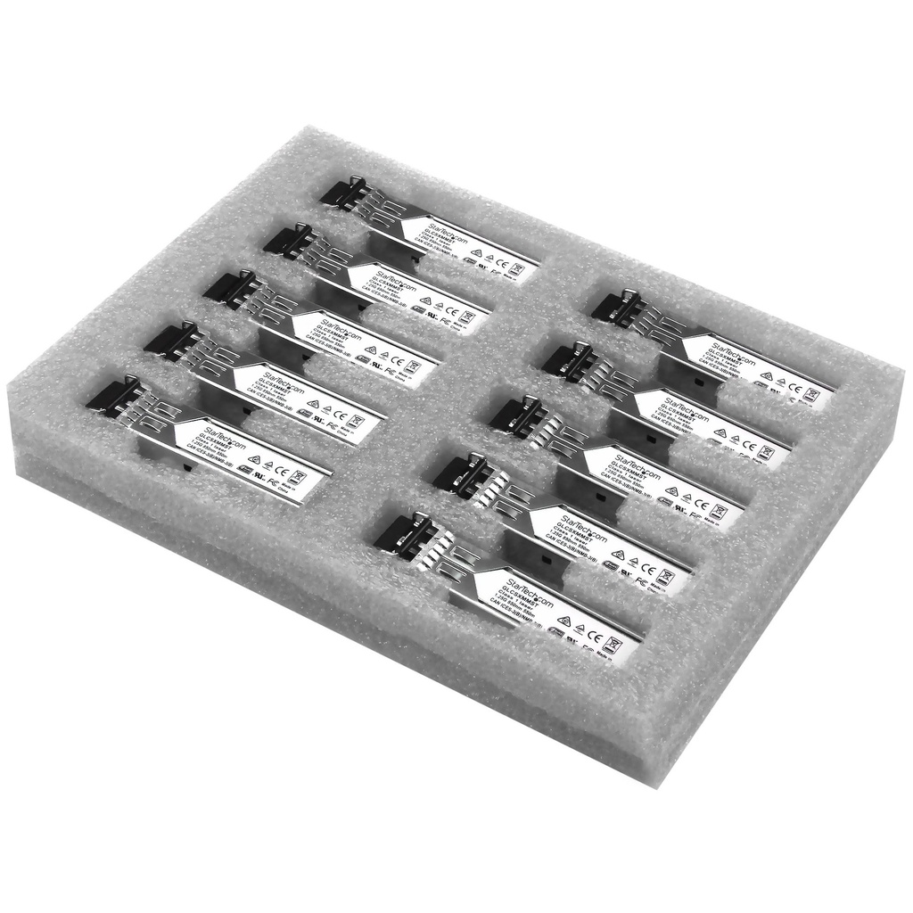 [GLCSXMM10PST] Paquete de 10 Módulos SFP Compatibles con Cisco GLC-SX-MM - 1000BASE-SX - Multimodo 1GbE - SFP Ethernet Gigabit 1Gb - LC - 550m - 850nm - Cisco IE3200, IE3300, ME1200 DDM