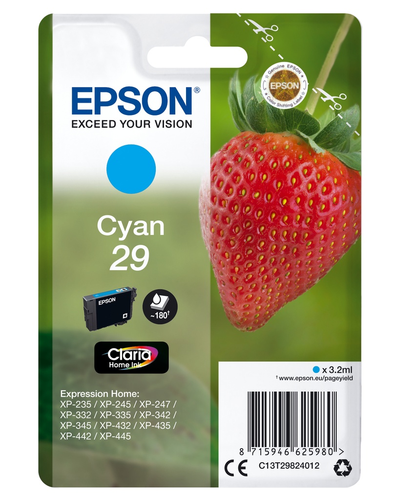 Strawberry Singlepack Cyan 29 Claria Home Ink