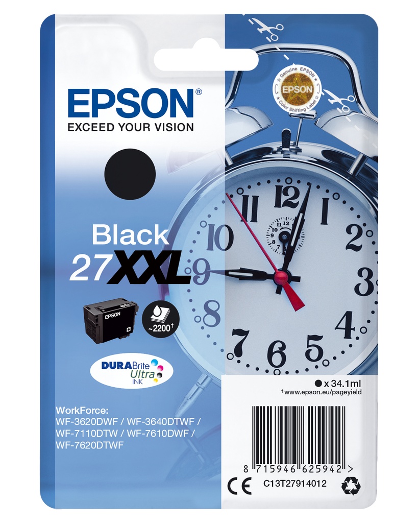 Alarm clock Singlepack Black 27XXL DURABrite Ultra Ink