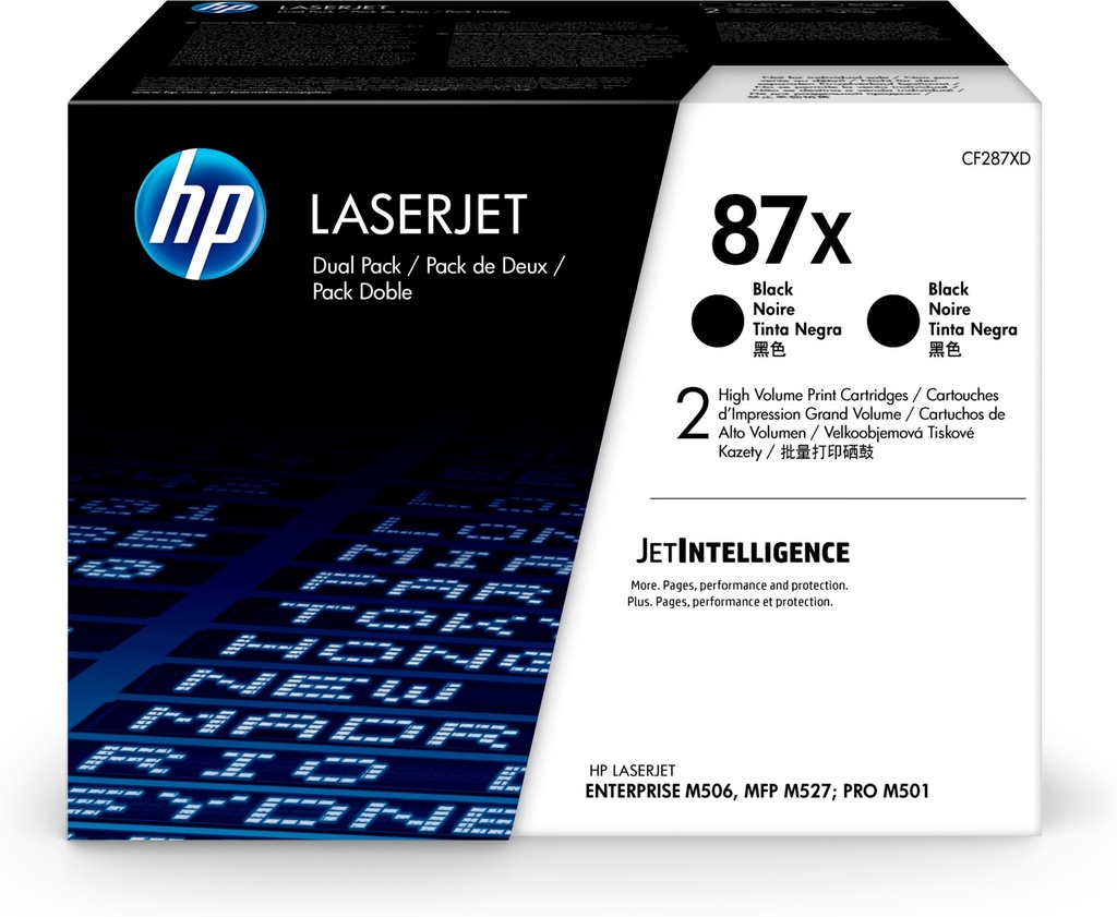 Paquete de 2 cartuchos de tóner negro Originales LaserJet 87X de alta capacidad