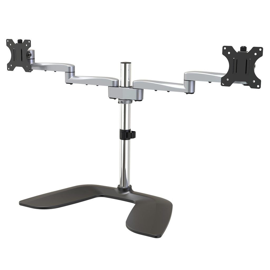 Soporte VESA de Escritorio para Dos Monitores - Soporte Ergonómico para Pantallas hasta 32" con Montaje VESA - Soporte Articulado Autoportante - Altura ajustable - Plata