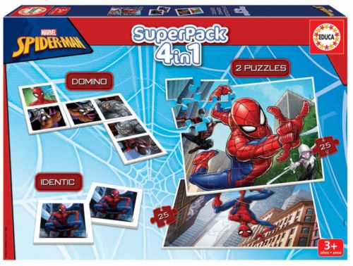 SUPERPACK 4 EN 1 SPIDERMAN 2 PUZZLES + DOMINO + IDENTIC