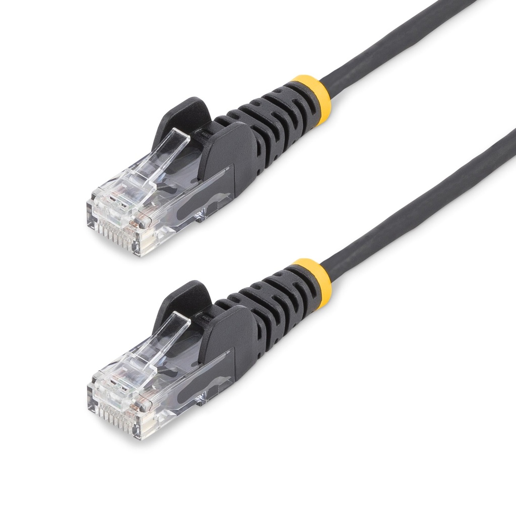 Cable Cat6 de 2,5m - Delgado - con Conectores RJ45 sin Enganches - Negro