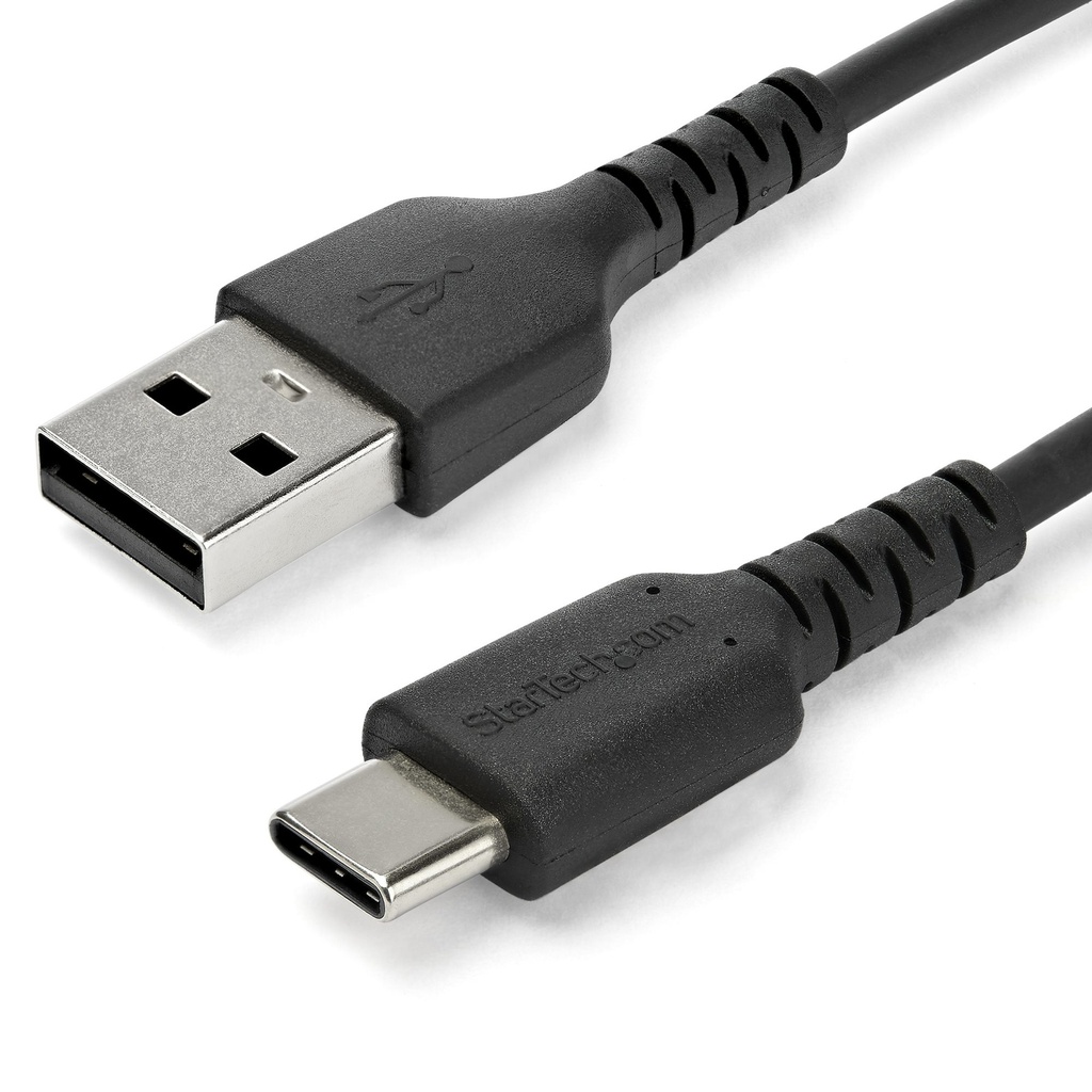 Cable de Carga USB-A a USB-C de 1m - Cable de Carga Rápida y Sincronización USB 2.0 de Servicio Pesado - Cable de Datos USB 2.0- Resistente con Fibra de Aramida - M/M - 3A - Negro