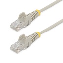 Cable Cat6 de 2,5m - Delgado - con Conectores RJ45 sin Enganches - Gris