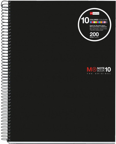 [47009] CUADERNO ESPIRAL NB-10 A4 200 HOJAS 5X5MM POLIPROPILENO NEGRO MIQUELRIUS 47009