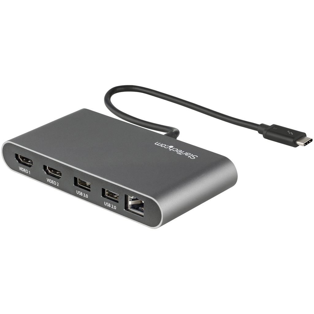 Mini Dock Thunderbolt - Docking Station Portátil HDMI 4K de 60Hz - Hub Ladrón USB-A 5Gbps - GbE - Cable de 28cm - Adaptador Multipuertos TB - Mini Replicador de Puertos