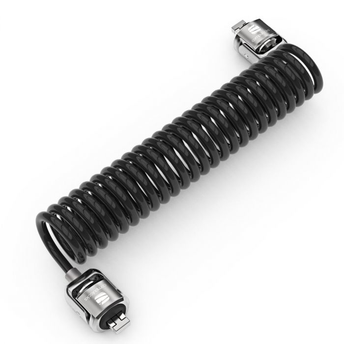[CL02H] Dual Head Coiled Cable Keyed Lock cable antirrobo Negro