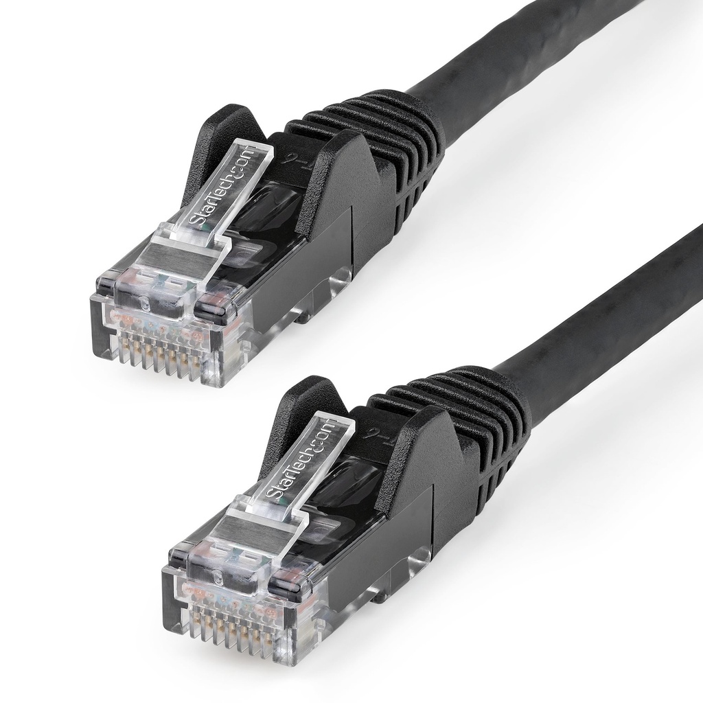 Cable Ethernet CAT6 de 2m - LSZH - Cable de Red de 10 Gigabits de 650MHz y PoE de 100W UTP sin Enganches (Snagless) con Alivio de Tensión - Negro - CAT 6 - ETL