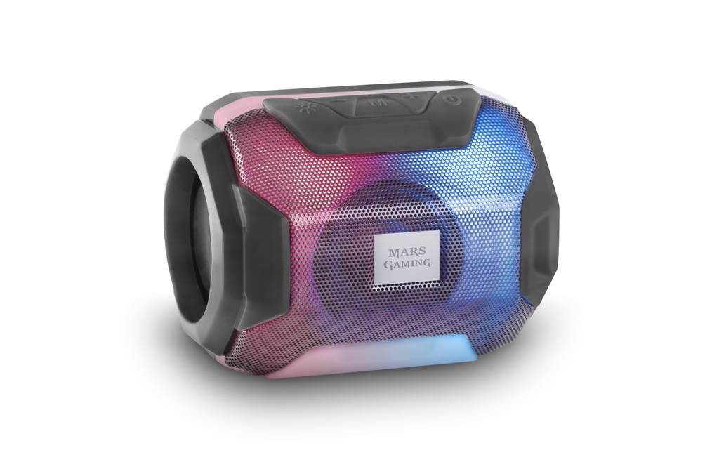 MSBAX, Altavoz Bluetooth RGB, Compacto,10W, USB/MicroSD/Radio, Negro
