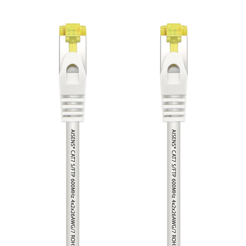 Cable De Red Latiguillo RJ45 LSZH Cat.7 600 MHz S/FTP PIMF AWG26, Blanco, 2.0 m