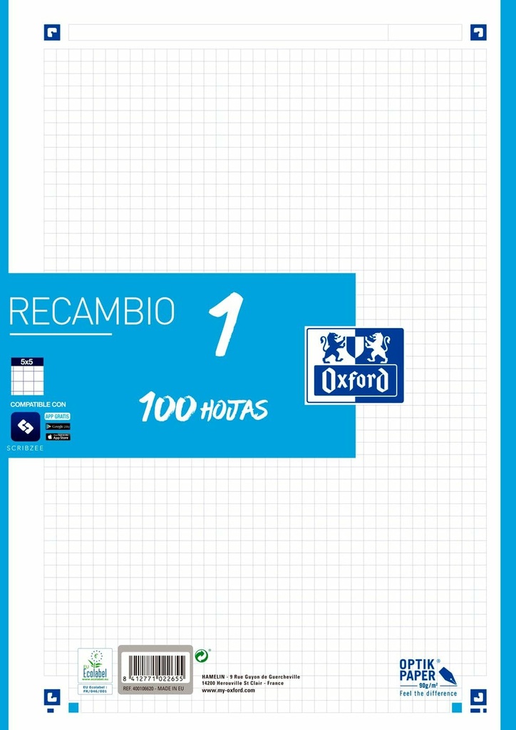 400106620 papel de cuaderno 210 x 297 mm (A4) 100 hojas