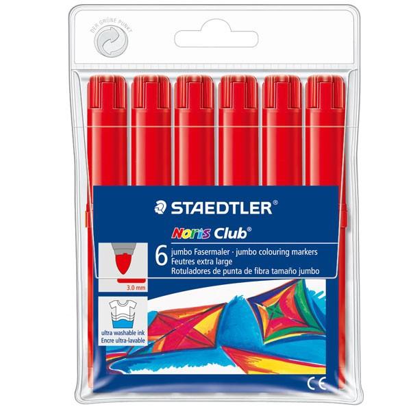 [340-WP6-2] B. 6 ROTULAD. STAEDTLER NORIS JUMBO 340 ROJO