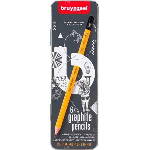 [60211006] TALENS BRUYNZEEL ESTUCHE DE 6 LÁPICES DE GRAFITO BUROTEK 2H A 4B
