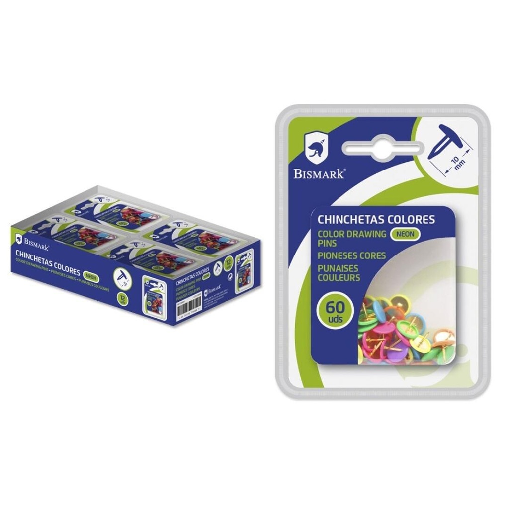 [328064] BISMARK CHINCHETAS COLORES METÁLICAS SURTIDOS CAJA DE 60 - 12U- - Color no elegible