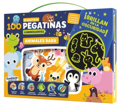 MALETIN 100 PEGATINAS LUMINISCENTES ANIMALES BABY