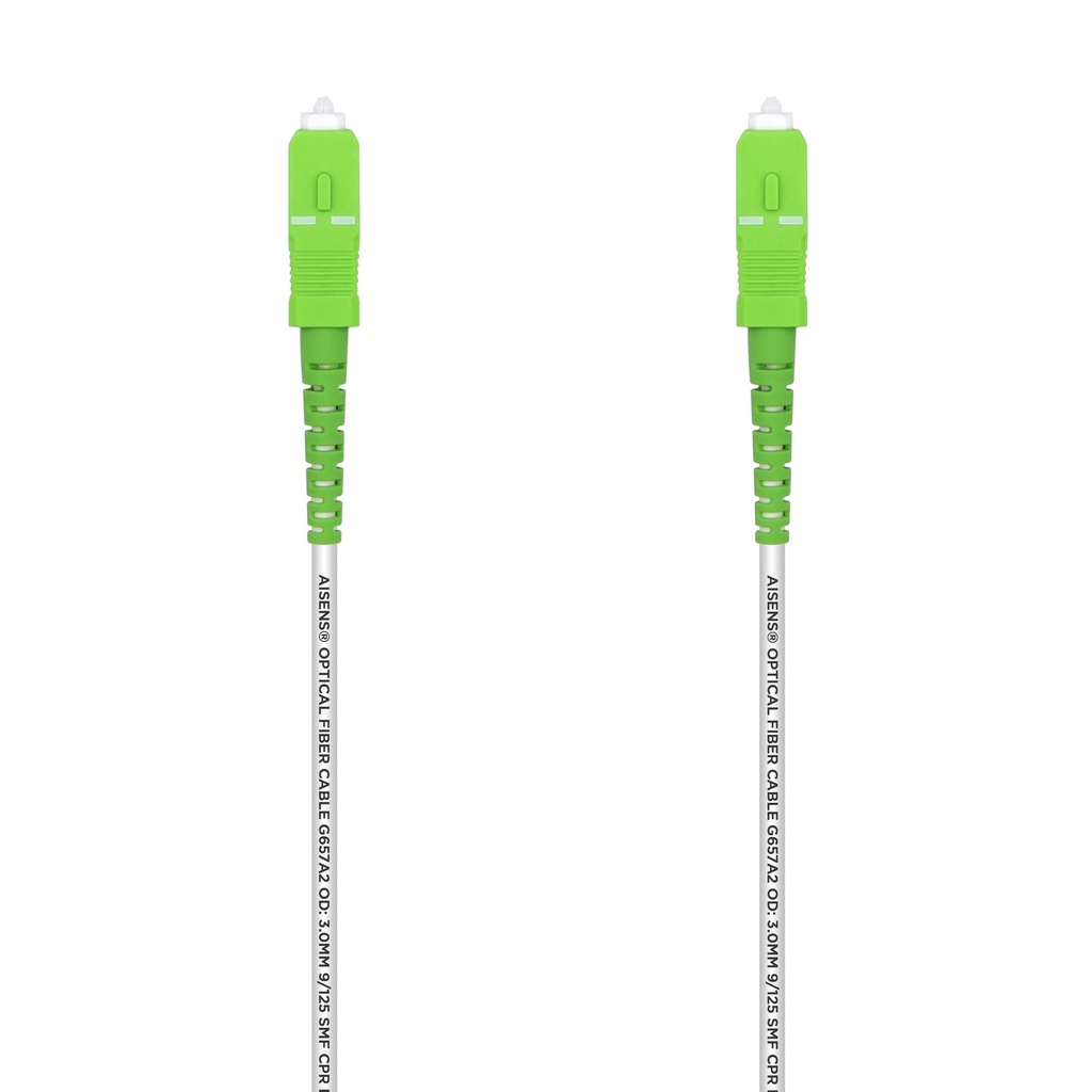 Cable Fibra Óptica Latiguillo G657A2 3.0 9/125 SMF Simplex CPR DCA LSZH, SC/APC-SC/APC, Blanco, 30 m