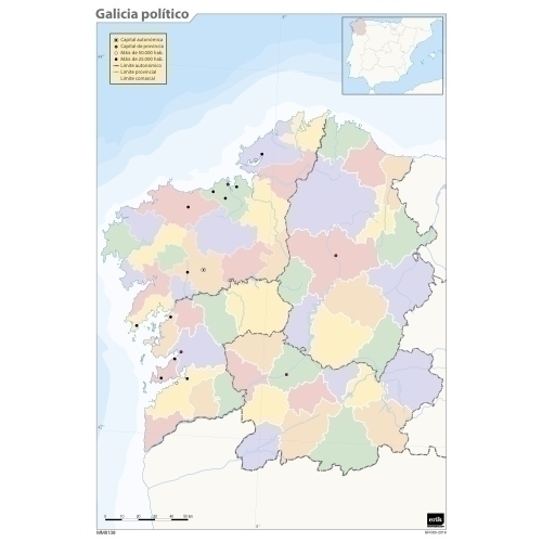 [MM0139] MAPA MUDO ERIK COLOR POLITICO GALICIA - Pack de 50 unidades