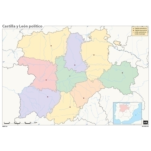 [MM0141] MAPA MUDO ERIK COLOR POLITICO CAST. LEON - Pack de 50 unidades