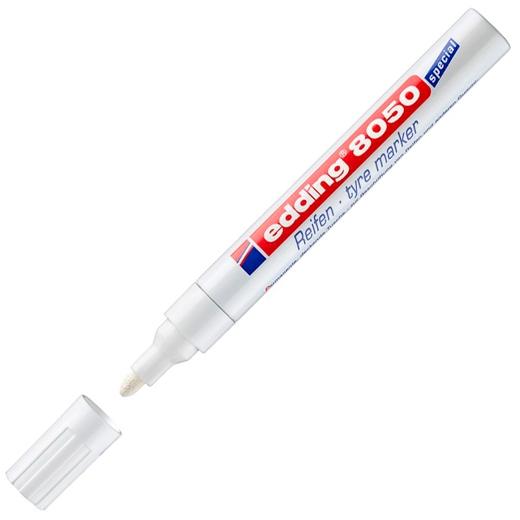 EDDING MARCADOR PERMANENTE PARA NEUMÁTICOS Y SUPERFICIES DE GOMA BLANCO - Pack de 10 unidades