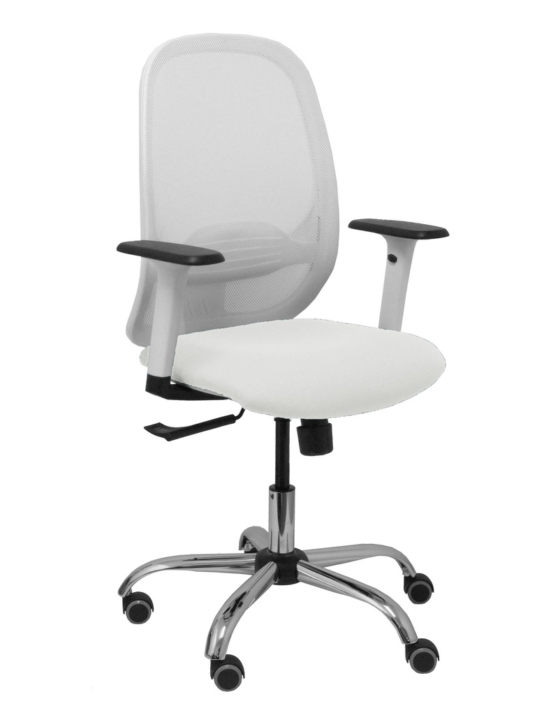 [354SBM10B10B354CRRP] Silla Cilanco blanca malla blanca asiento bali blanco brazo regulable base cromada ruedas de parqué