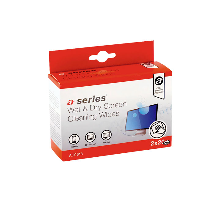C. 2X20U TOALLITAS A-SERIES HUM+SECO PANTALLAS