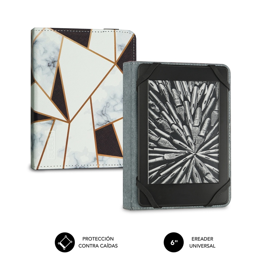 [SUBCUE-1EC011] Funda Libro Electrónico Clever Ebook Case 6" Marmol Negro