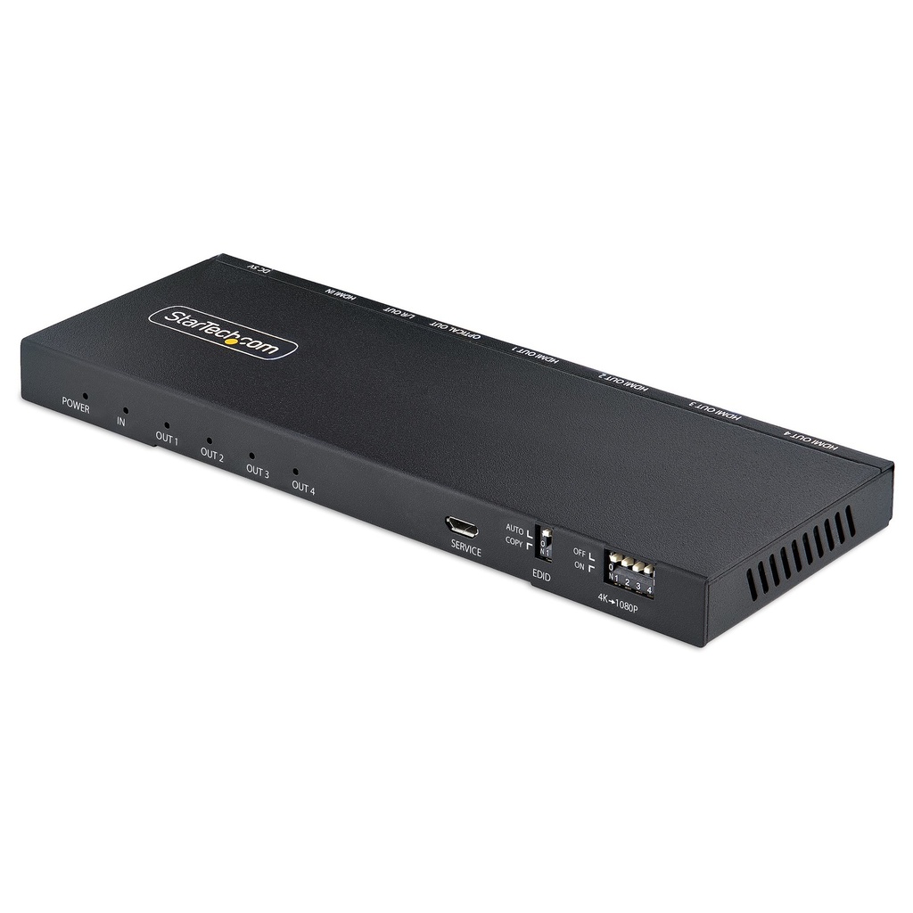 Splitter Divisor HDMI de 4 Puertos, Vídeo HDMI 2.0 de 4K a 60Hz, Multiplicador HDMI 4K con Escalador incorporado, HDMI de 1 Entrada y 4 Salidas, Audio 3,5 mm
