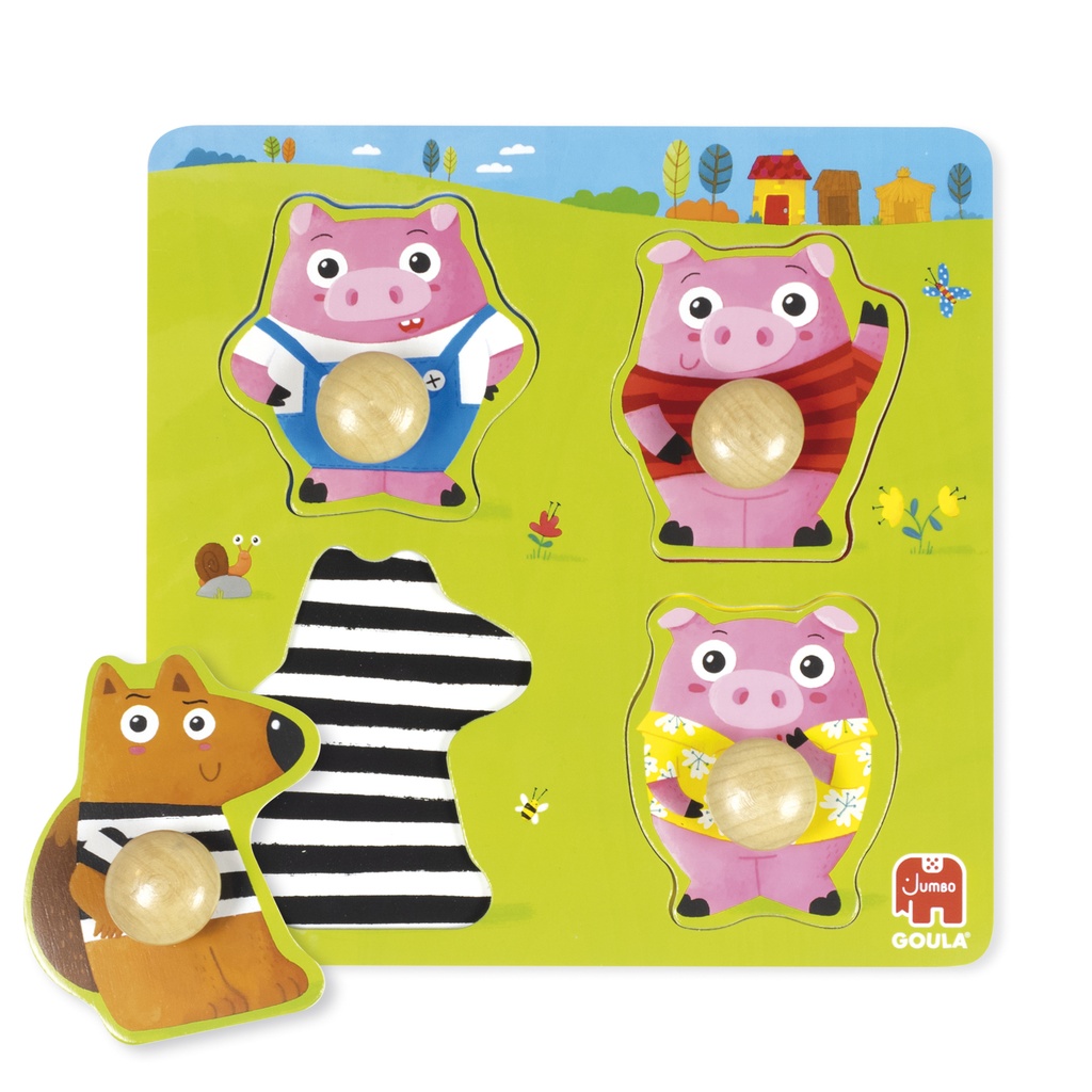PUZZLE ENCAJABLE LOS 3 CERDITOS CON AGARRE