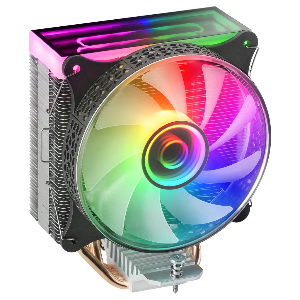 MCPU-VR Negro, Disipador CPU, Doble Espejo Infinito ARGB, 4 Heatpipes HCT, TDP 180W, Ventilador Ultra-silencioso PWM 12cm