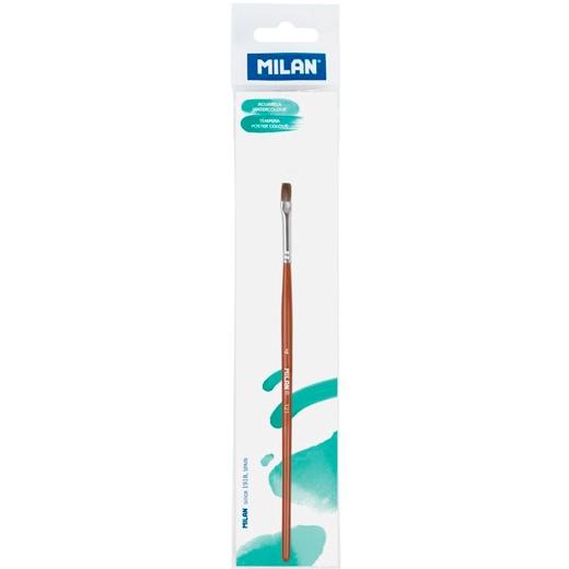 MILAN PINCEL ESCOLAR PLANO SERIE 121 Nº 4 EN BOLSITA C/COLGADOR MARRÓN