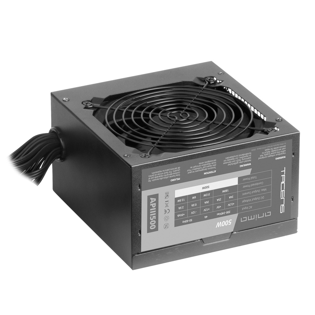 TACENS ANIMA APIII500 500W PSU, 85% EF, FULL SAFETY, SILENT, BLACK CABLES, BLACK FUENTE ALIMENTACION POWER SUPPLY FUENTE ALIMENTACION