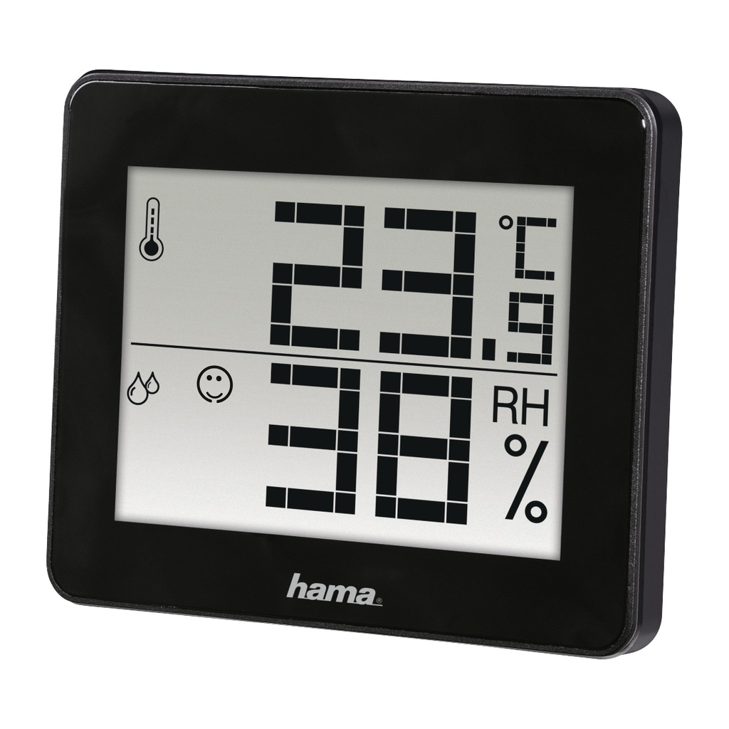 [00186361] Termómetro e Higrómetro Digital (Control de humedad y temperatura de interiores, Almacenamiento de datos), Color Negro
