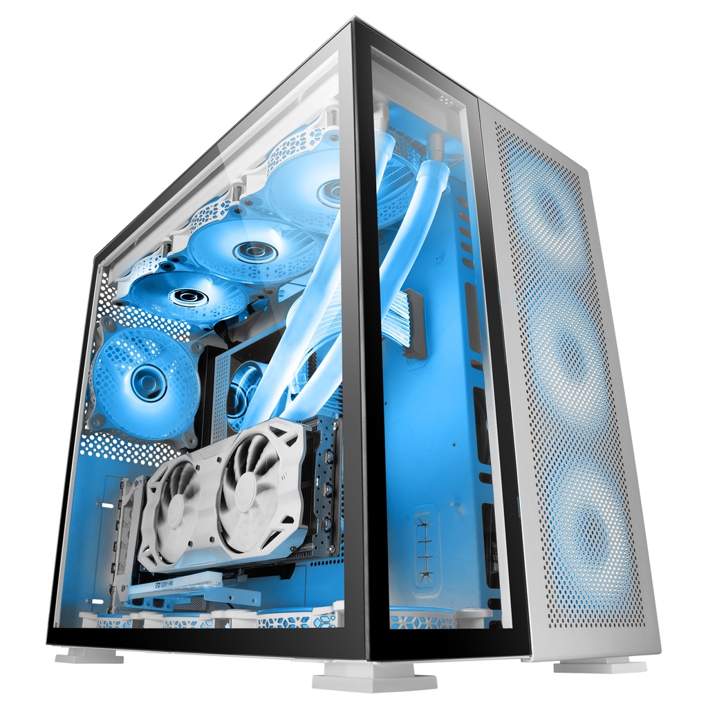MC-Nova, Torre Gaming Custom XXL E-ATX Aluminio, Doble Ventana Completa Cristal Templado, Estructura Modular Doble Cámara, USB-C