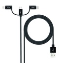 Cable USB 3 en 1 Carga/Datos USB-A a USB-C/Micro USB/Lightning 1 m, Negro