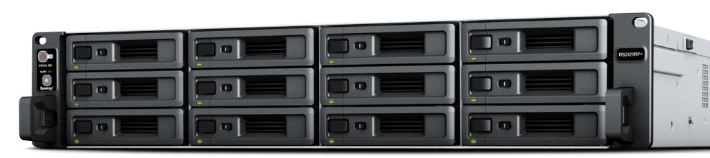 RackStation RS2423+ servidor de almacenamiento NAS Bastidor (2U) Ryzen Embedded V1780B 8 GB DDR4 0 TB DiskStation Manager Negro, Gris