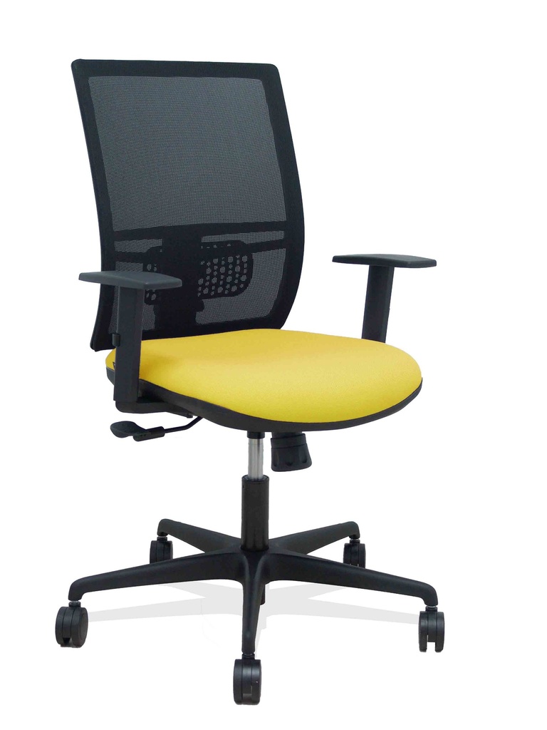 Silla Yunquera sincro malla negra bali amarillo brazo regulable