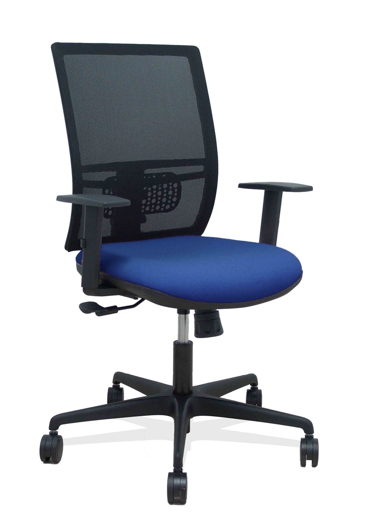 Silla Yunquera sincro malla negra bali azul marino brazo regulable